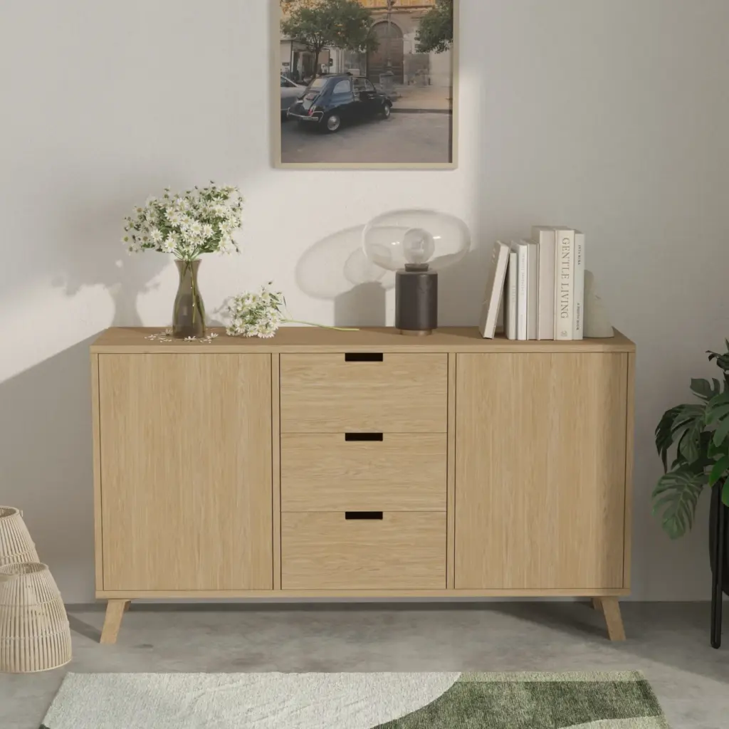 Duża drewniana komoda z 3 szufladami w stylu loft