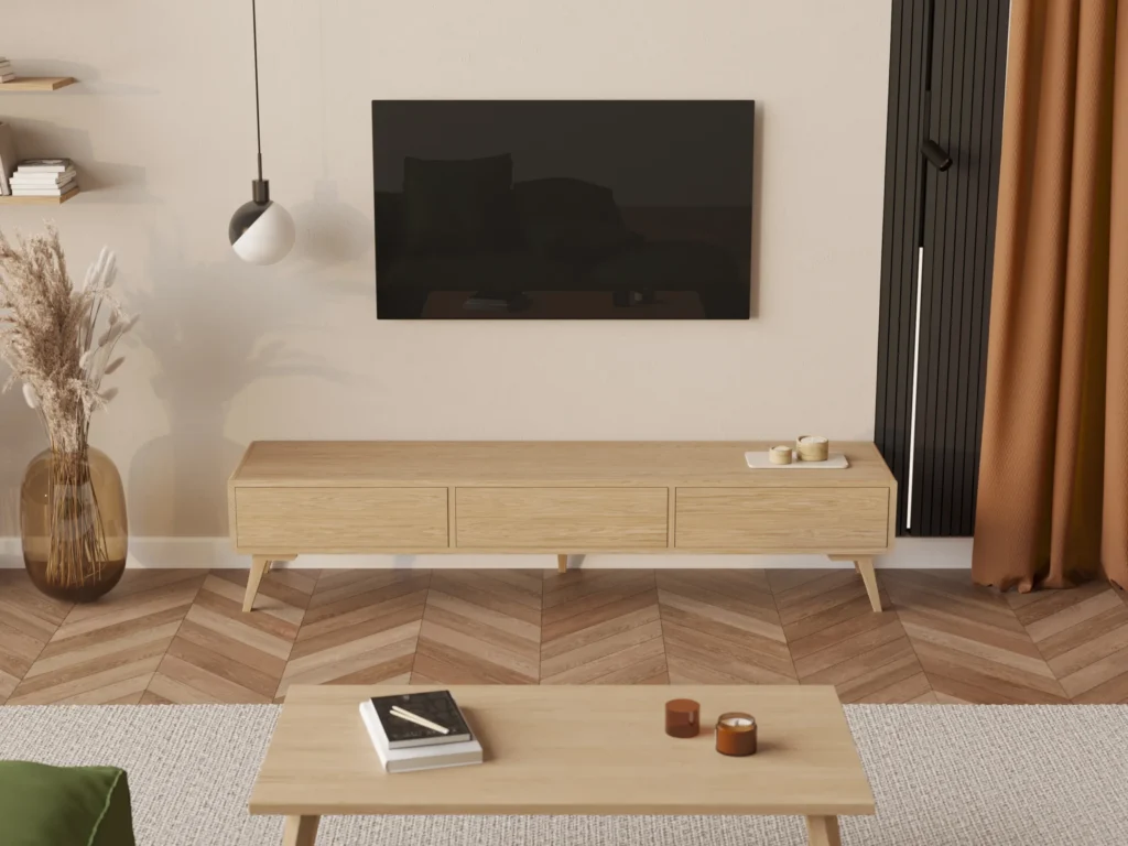 Nowoczesna Drewniana Szafka Pod Telewizor 200 Cm Szerokosci