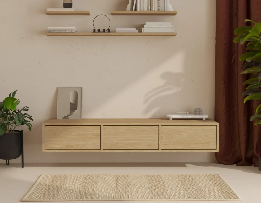 Szafka RTV wisząca drewniana 150 x 45 cm