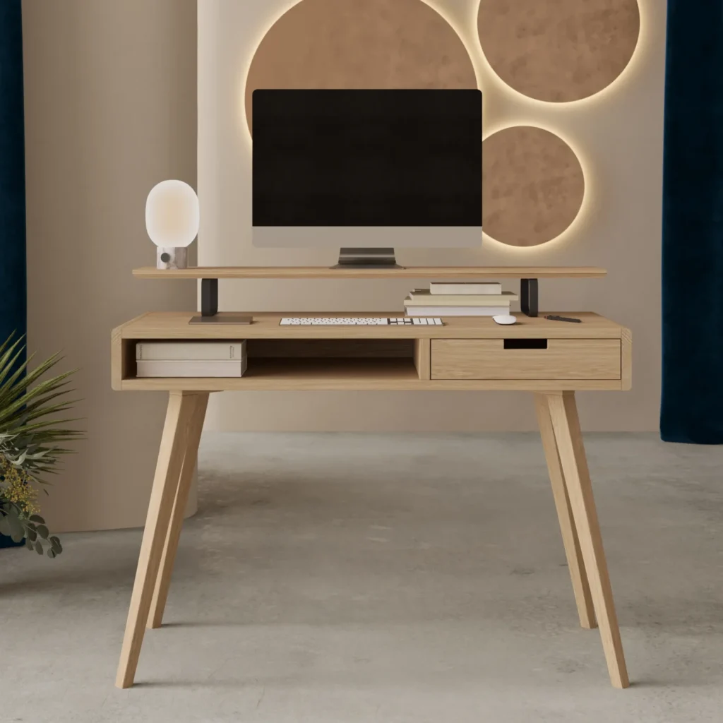 Biurko drewniane 100 cm z szufladą w stylu industrialnym