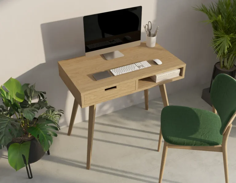 Biurko Drewniane Styl Mid Century