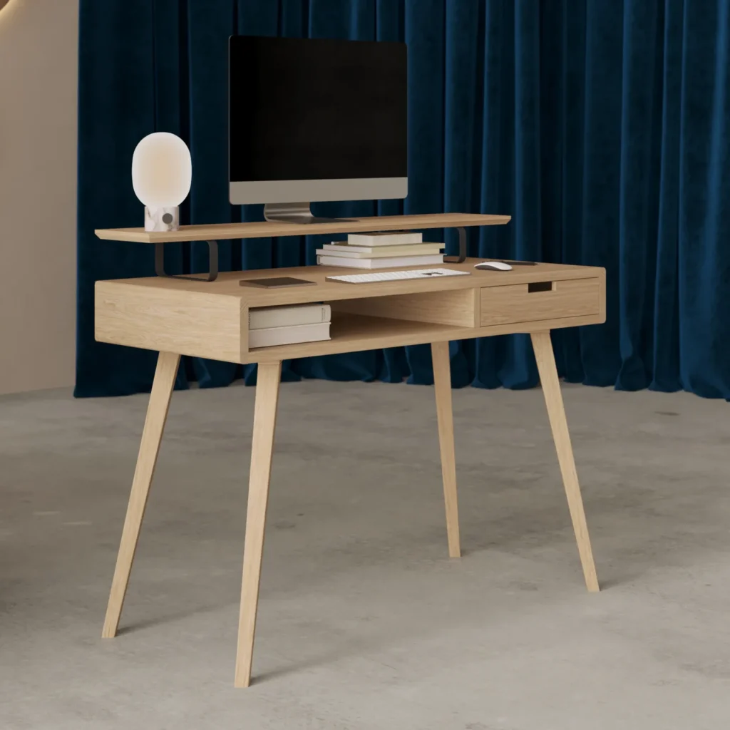 Biurko drewniane 100 cm z szufladą w stylu industrialnym