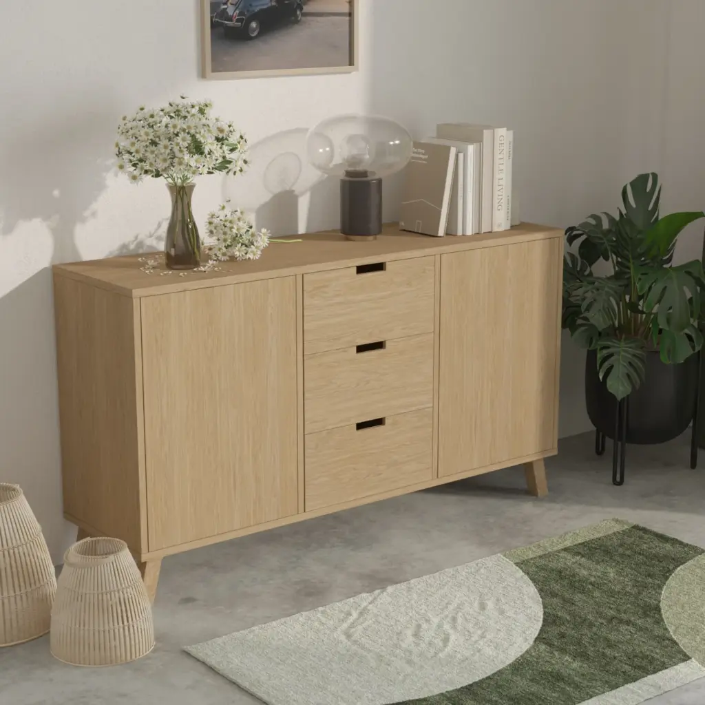 Duża drewniana komoda z 3 szufladami w stylu loft