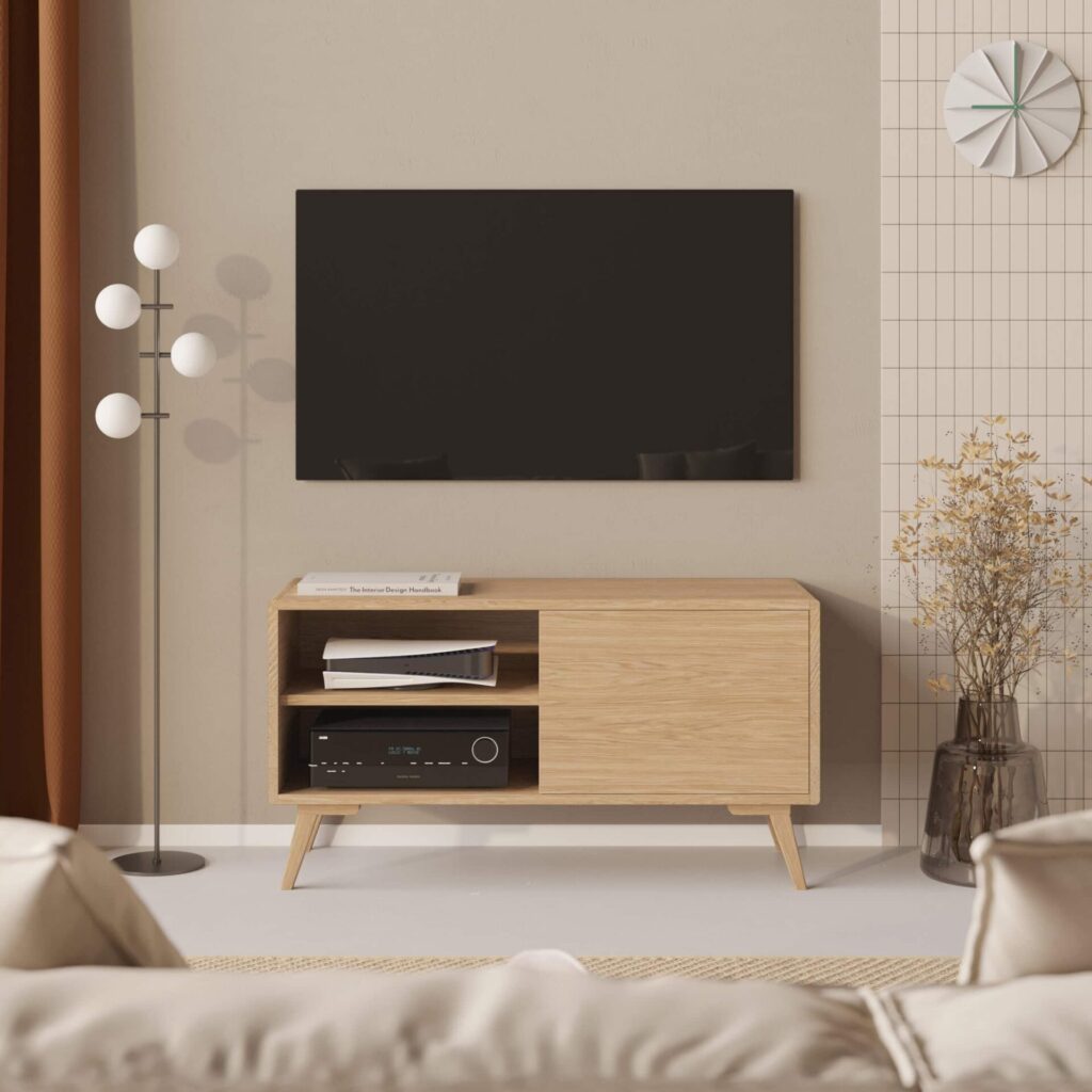 Nowoczesna komoda RTV 120 cm, zaokrąglone boki