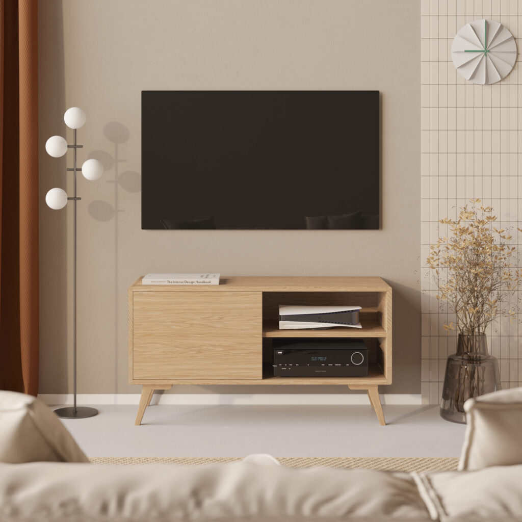Nowoczesna komoda RTV 120 cm, zaokrąglone boki