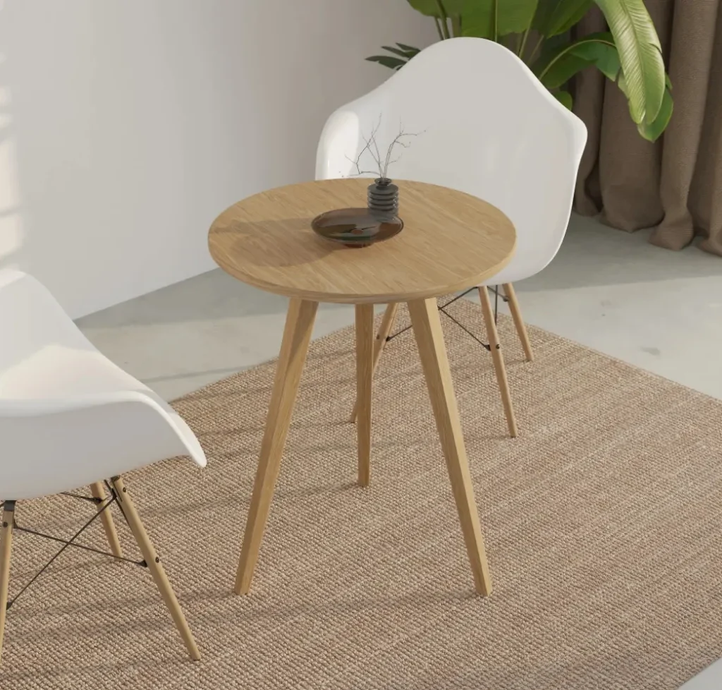 Drewniany okrągły stolik pomocniczy 60 cm