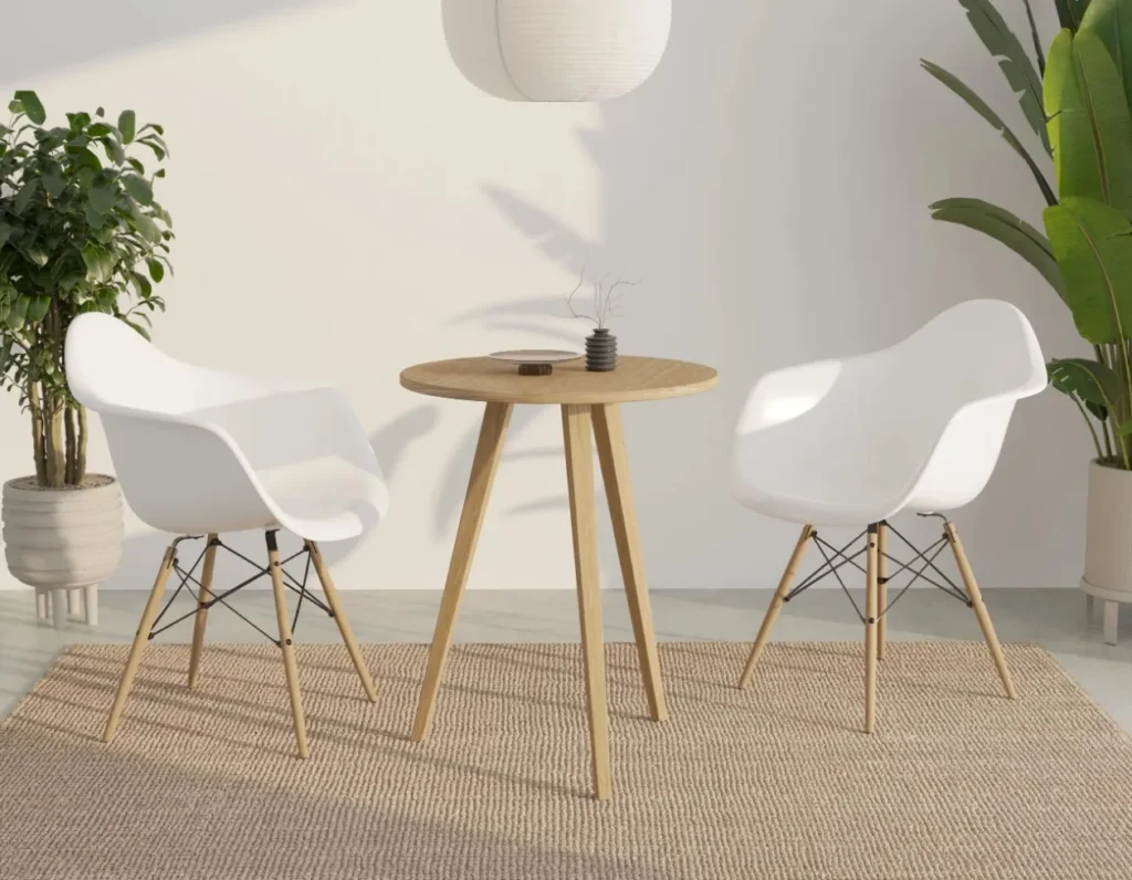 Drewniany okrągły stolik pomocniczy 60 cm