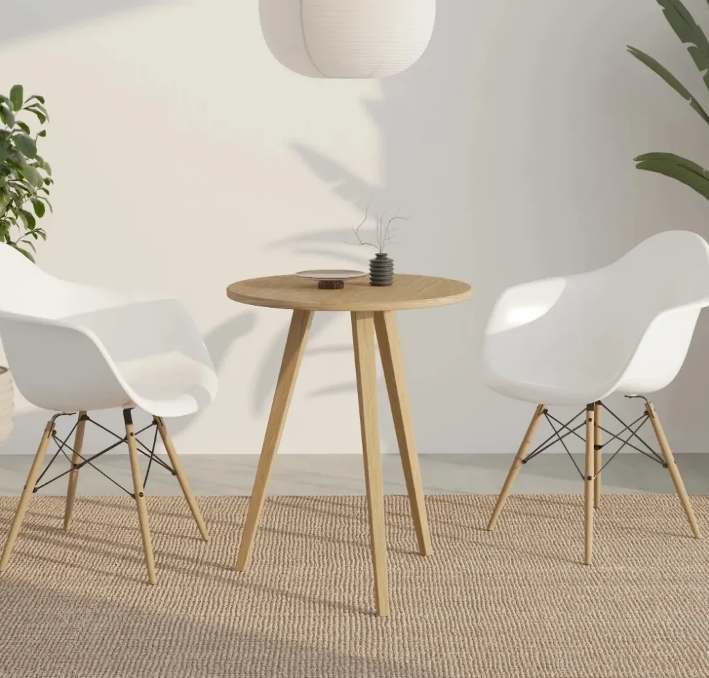 Drewniany okrągły stolik pomocniczy 60 cm