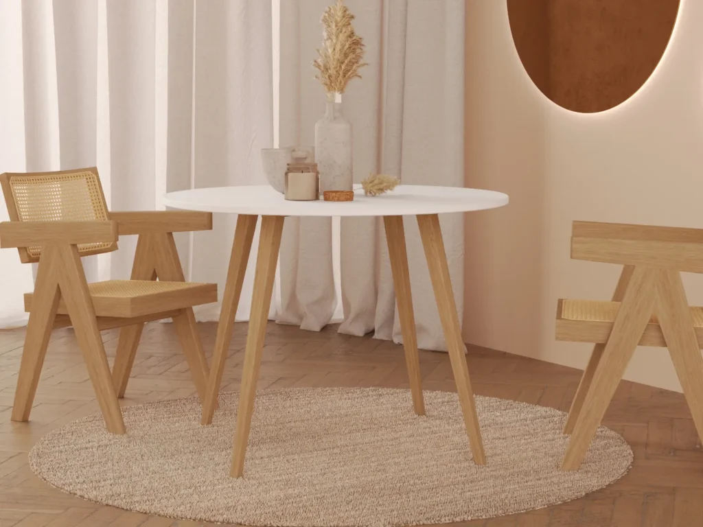 Stół 90 cm biały blat w stylu skandynawskim