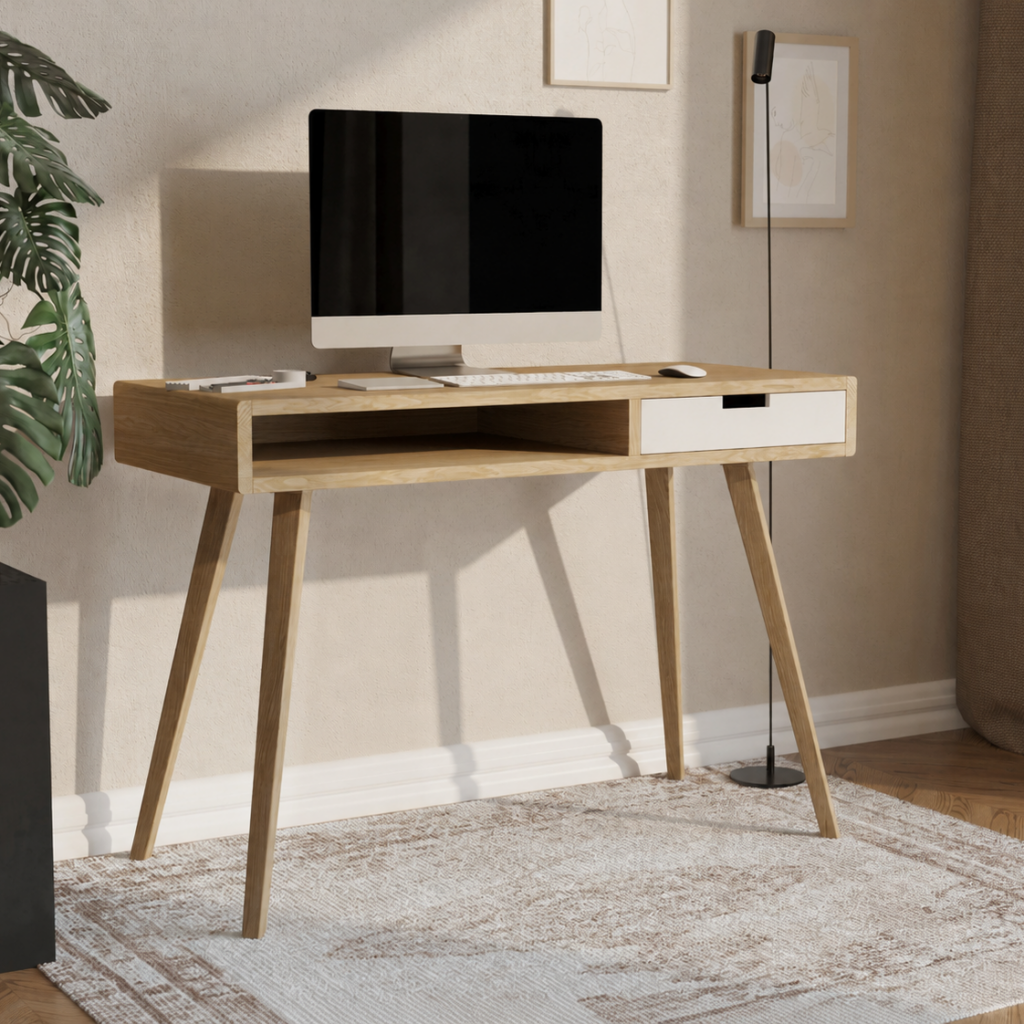 Nowoczesne biurko 110x50 cm z szufladą w stylu skandynawskim